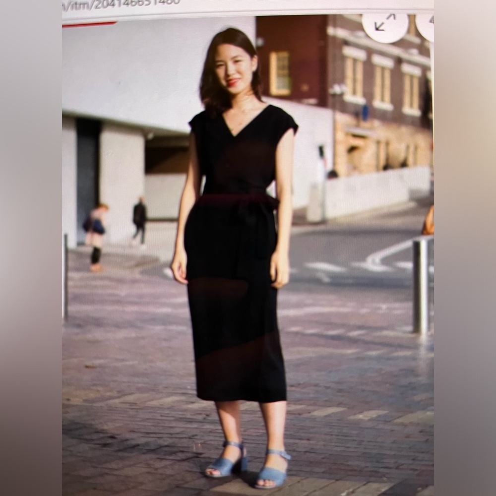 Everlane Classic Black wrap midi dress